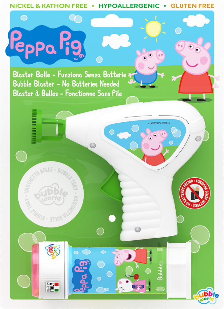 Peppa Pig - Pistola bolle piccola Bubble World in blister