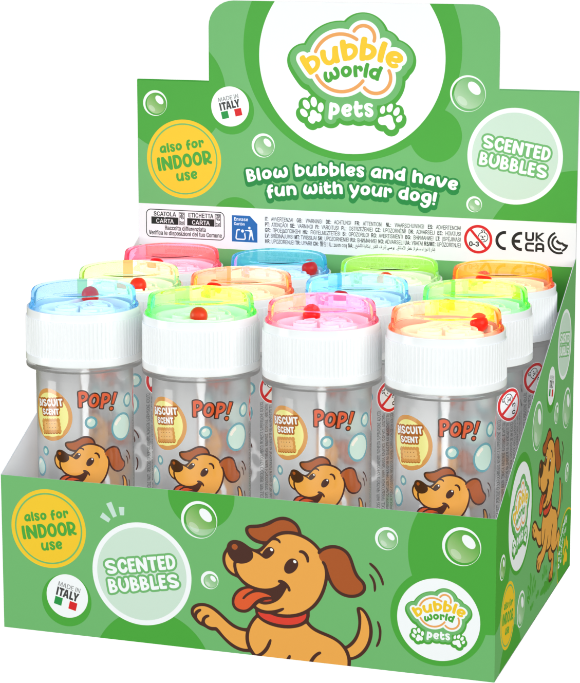 Confezione 12pz bolle Bubble World Pets (Cane - Biscotto)