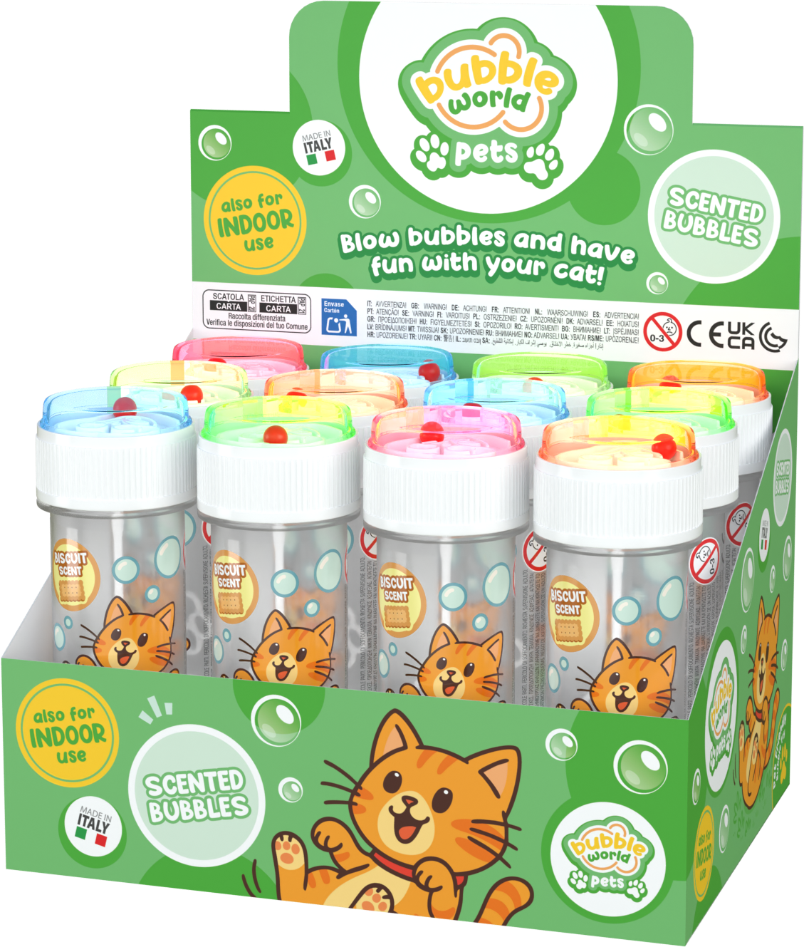 Confezione 12pz bolle Bubble World Pets (Gatto - Biscotto)