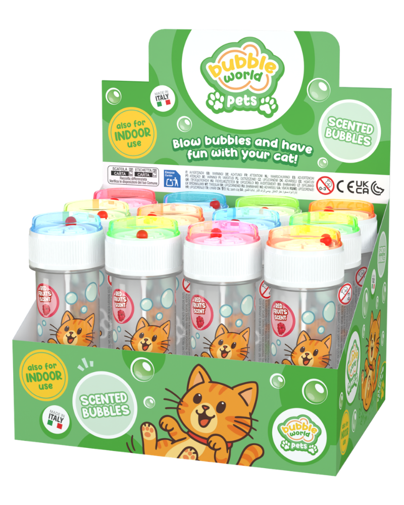 Confezione 12pz bolle Bubble World Pets (Gatto - Frutti rossi)